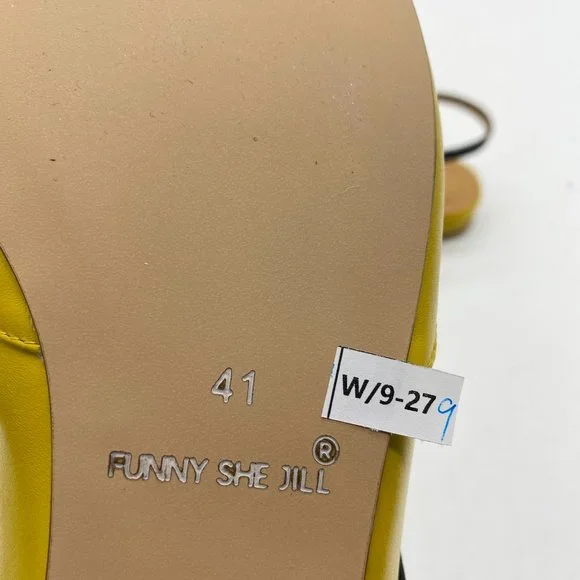 Yellow Women Pointed Toe Slingback Low Heel Pumps Dress Shoes - Picture 6 of 6